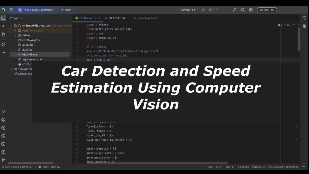 Speed Estimation using Computer Vision